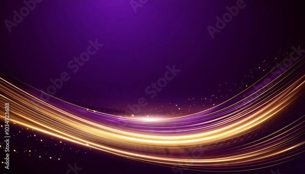 Obraz Abstract golden light swirls on purple background, beautiful and elegant background full of sparkles and glow, luxury and premium vibes