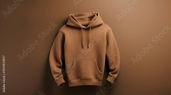 Fototapeta A simple brown hoodie displayed against a matching background for a minimalist look.