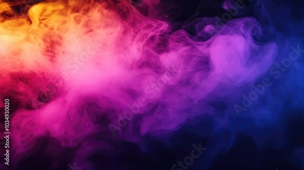 Fototapeta Vibrant abstract smoke burst on a dark backdrop featuring colorful steam and fog in a whimsical pink texture design