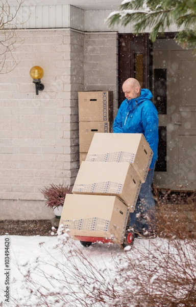 Obraz Man using the 2 wheel dolly