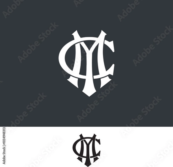 Obraz MC, CM, monogram initial Letter Logo
