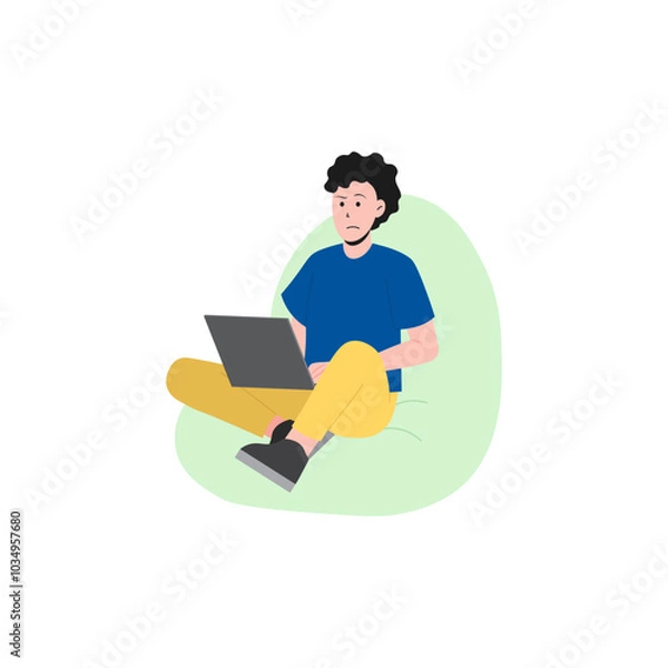 Fototapeta Character Flat Standard Men Using Laptop 2