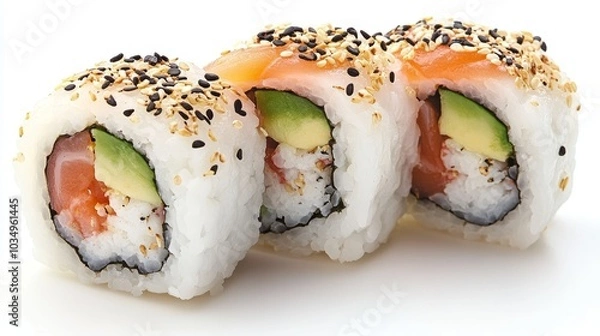 Obraz California sushi rolls with fresh ingredients and sesame seeds