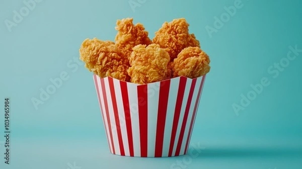 Obraz A bucket filled with golden fried chicken pieces ready to eat