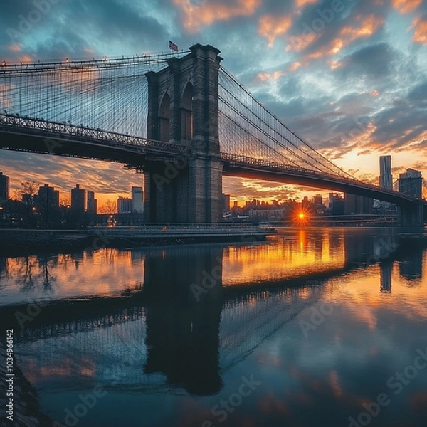Obraz city bridge at sunset