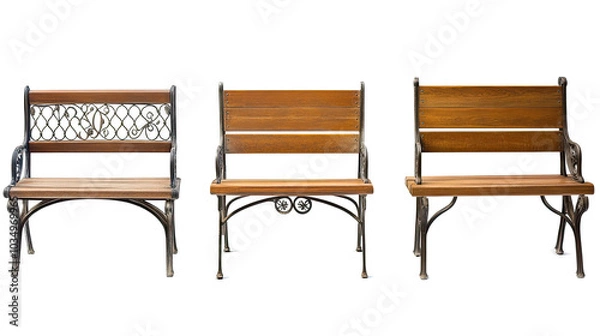 Fototapeta Various Styles of Outdoor Benches for Parks and Waiting Areas Generative AI