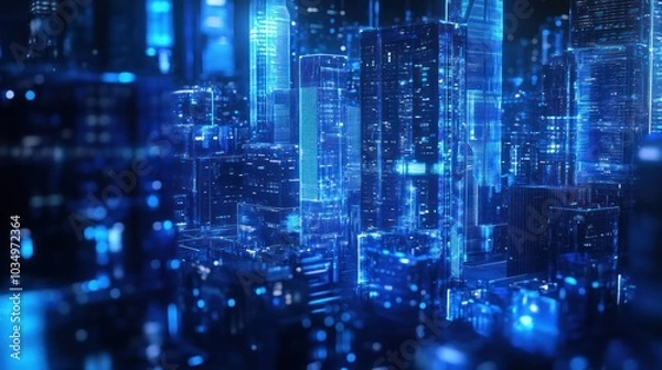 Fototapeta Futuristic Cityscape - Digital Architecture and Technology