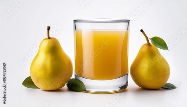Fototapeta Pear Juice on white background isolated. Beverage. Drink.