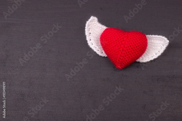 Fototapeta heart crocheted from threads