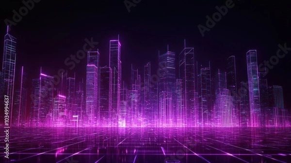 Fototapeta Neon Cityscape
