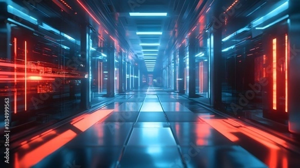 Fototapeta science lap, sci-fi corridor. 