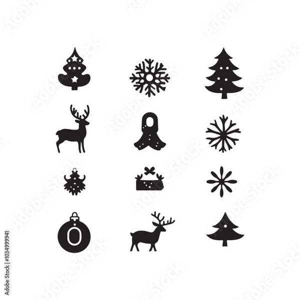 Fototapeta set of christmas icons