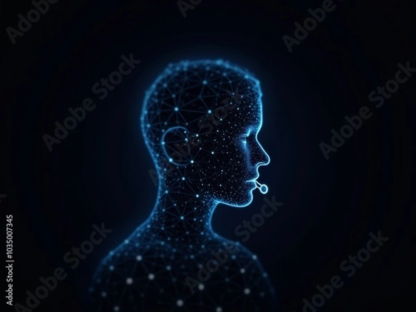 Fototapeta hologram display of service customers using headsets