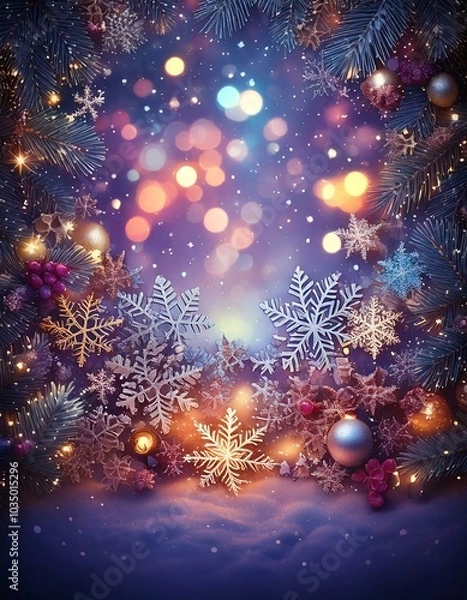Fototapeta abstract christmas background with snowflakes