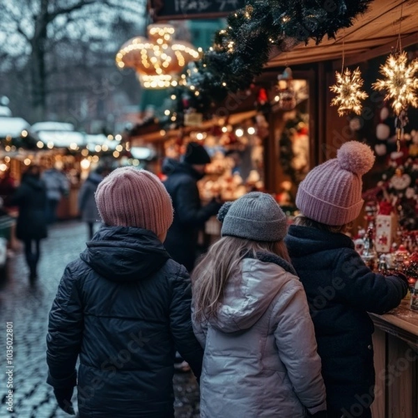 Fototapeta Children Enjoying in Christmas day