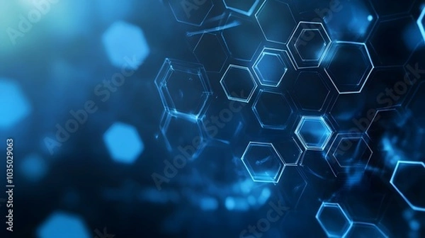 Obraz Abstract Blue Hexagon Pattern with Glowing Lines