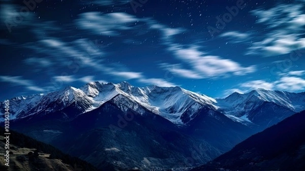 Fototapeta Night landscape with colorful Milky Way Beautiful mountain Starry sky with Milky Way Space background