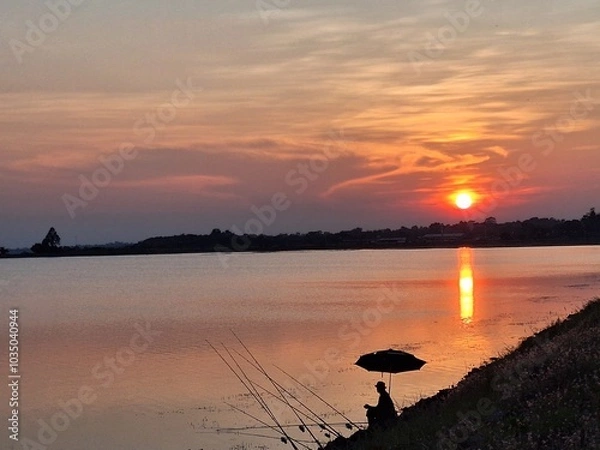 Obraz sunset on the river