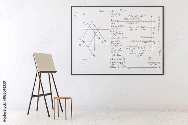 Fototapeta A versatile equation poster template featuring editable text sections, perfect for educational content or creative design, all on a crisp white backdrop.