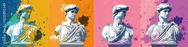 Fototapeta Bust of David in Vibrant Hues
