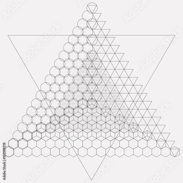 Fototapeta Sacred geometry symbols and elements background.