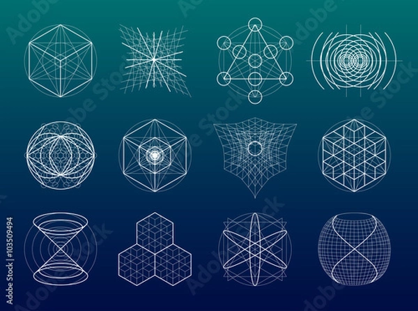 Fototapeta Sacred geometry symbols and elements set.