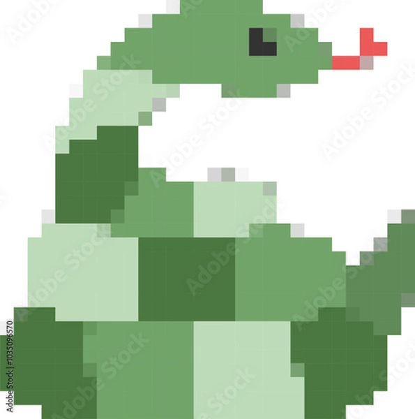 Fototapeta とぐろを巻いた蛇のドット絵イラスト