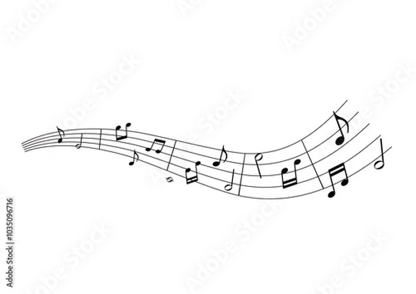 Obraz 波型の五線譜と音符のあしらい