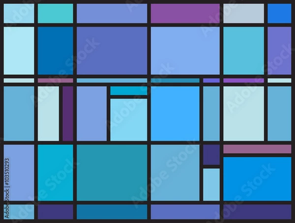 Fototapeta Multicolored stained glass window with irregular block pattern