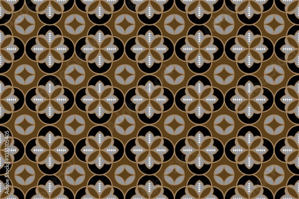 Fototapeta Rounded shape seamless pattern. Design for tile, carpet, cover, wallpaper, wrapping paper, fabric, clothing, bag, and decoration.