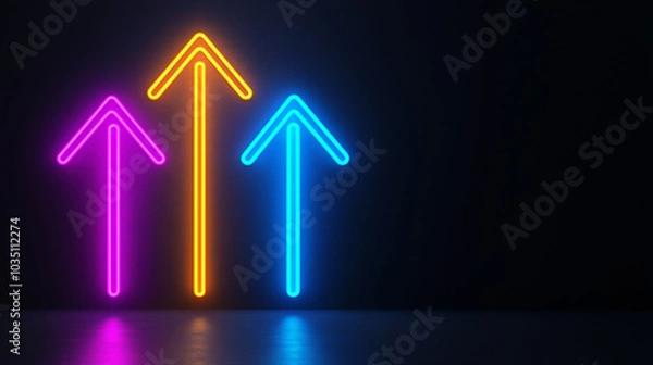 Fototapeta Neon Arrows Pointing Upwards