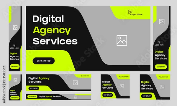 Fototapeta Web bundle banner design for social media post, digital marketing agency web set banner design, fully customizable vector eps 10 file format