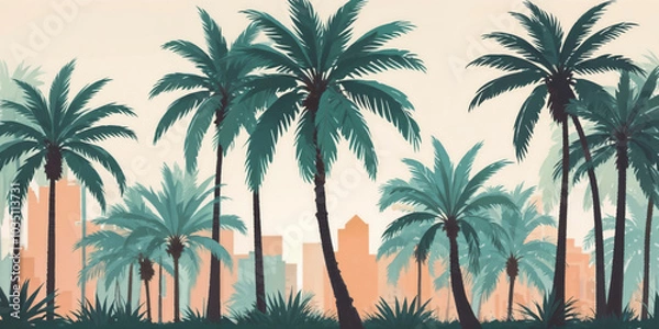 Fototapeta Serene and Lush Tropical Oasis of Palm Trees and Vibrant Foliage1