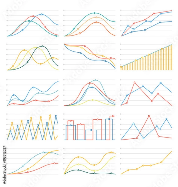 Obraz flat linear graph&chart