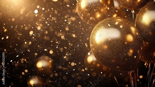 Obraz Festive golden theme for Black Friday online shopping celebrations. AI generated image