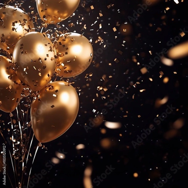 Fototapeta Festive golden theme for Black Friday online shopping celebrations. AI generated image