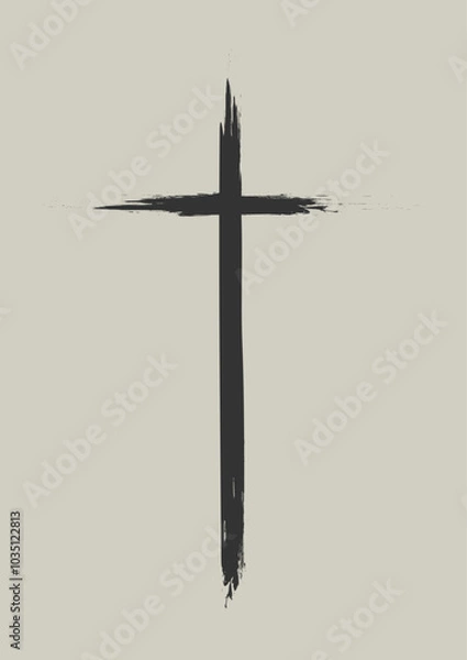 Fototapeta Religious background with minimal grunge cross design 