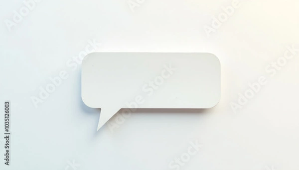 Fototapeta  Rectangular Speech Bubble with Soft Shadows on a White Background