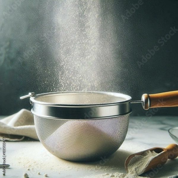 Obraz Sifting Flour in Kitchen