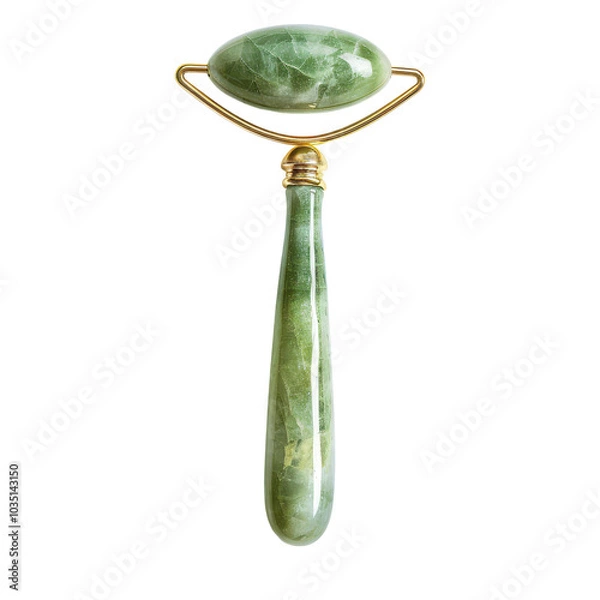 Fototapeta Facial roller, cosmetics tool, jade stone, on transparent background png file