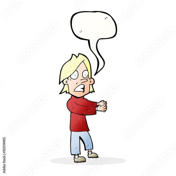 Fototapeta cartoon shocked man with speech bubble
