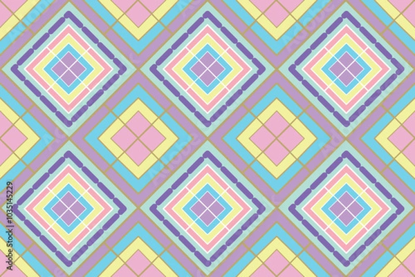 Fototapeta Seamless pattern with pastel squared pattern.  Design for textile, fabric, clothing, wallpaper, wrapping, cushion art ornament and decoration.
