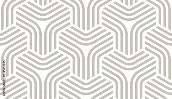 Obraz Vector geometric fabric waves seamless texture. Cream colour background.