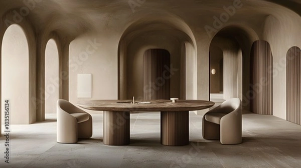 Fototapeta Photograph of a modern minimalist home office featuring a clean clutter free design with ample natural light streaming through large windows creating a serene and productive workspace