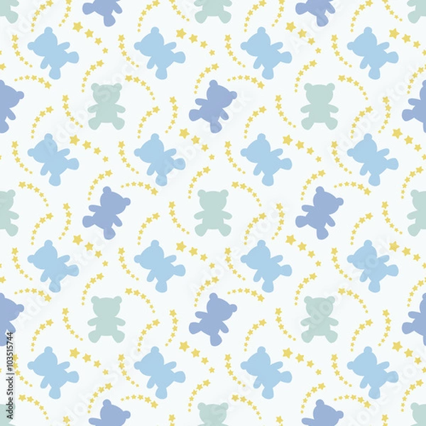 Fototapeta Seamless pattern for baby, toy bear