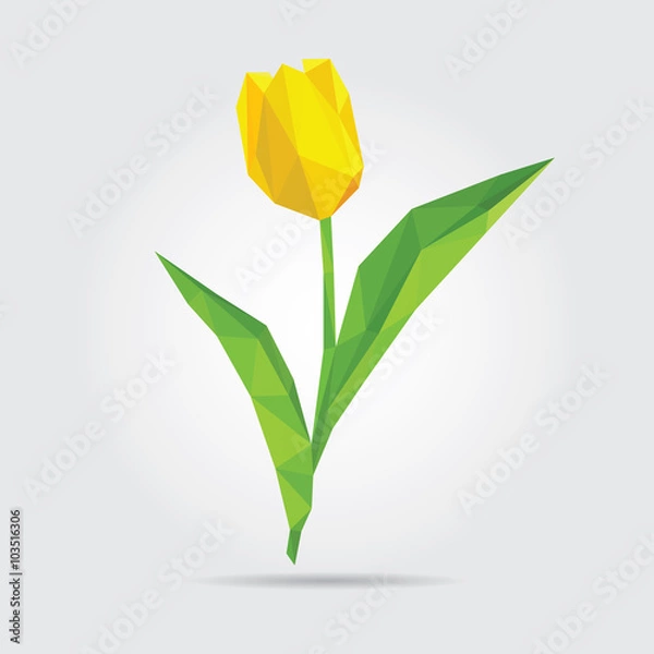 Fototapeta Polygonal Flower Tulip. Yellow Tulip in Vector