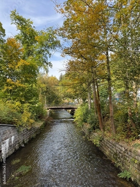 Obraz A River near by Einsiedel, Chemnitz, Saxony