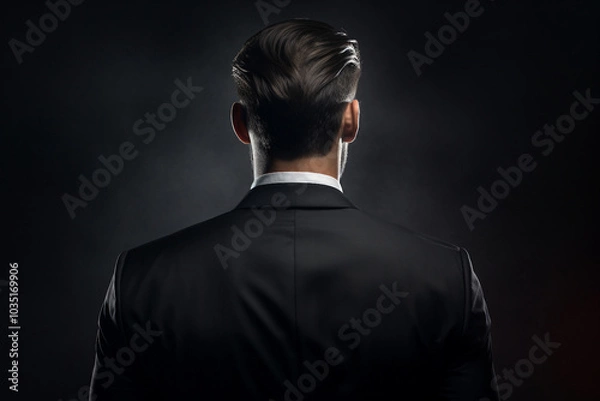 Fototapeta Generative AI illustration of secret agent spy person classic spy movie stylish action clothes scene