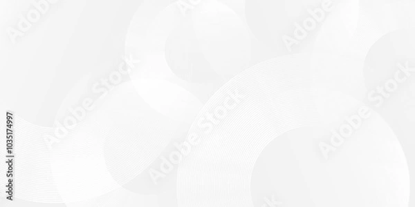 Fototapeta Abstract white background with white circle lines. Digital future technology concept simple art modern