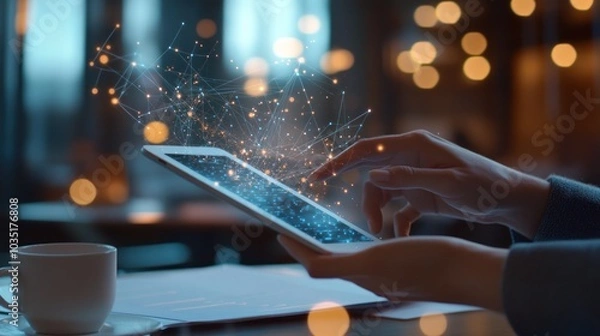 Obraz Digital Network Connection on Tablet